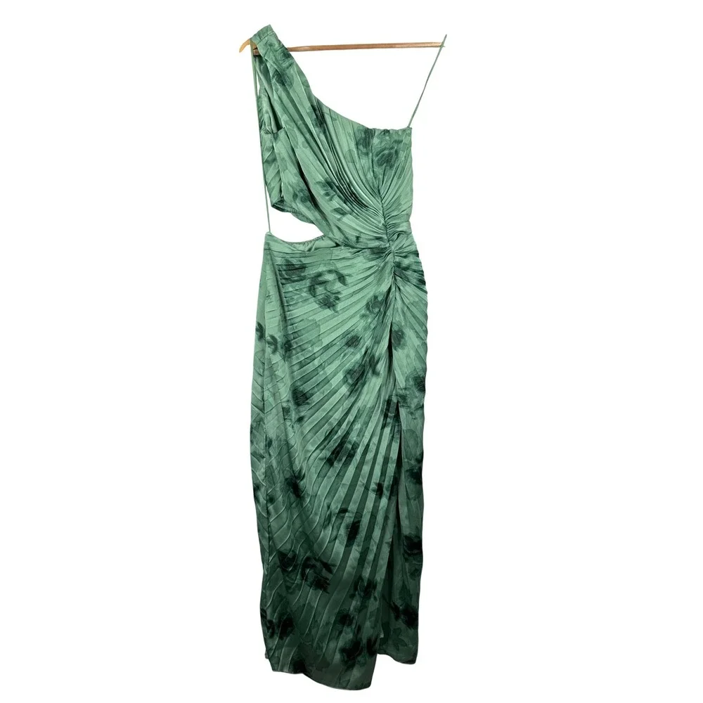 Abercrombie & Fitch Giselle Maxi Dress sz SP Green Floral cut out satin